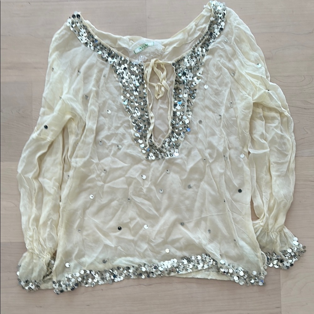 cream blouse sequin-embellished